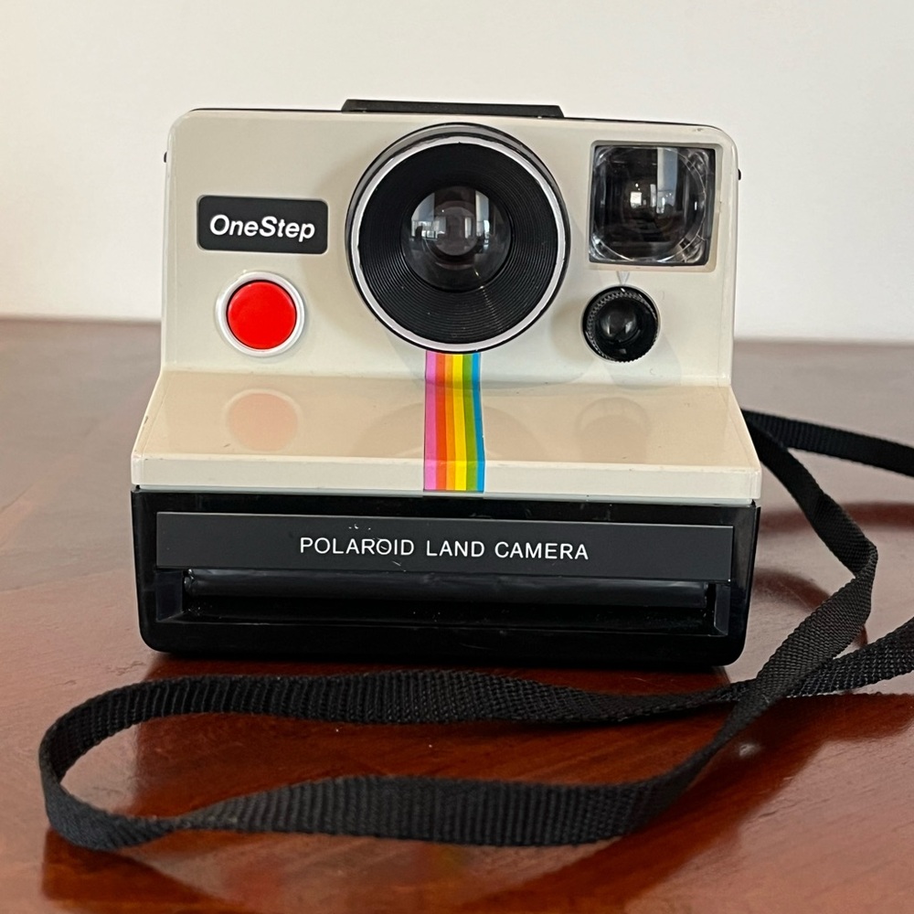Polaroid One Step Rainbow Instant Land Camera Black Beige Vintage 70s 80s WORKS